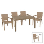 Dining set Explore-Halcyon set 7pieces PP cappuccino150x90x73.5cm