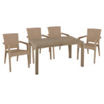 Dining set Explore-Halcyon set 5pieces PP cappuccino150x90x73.5cm