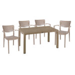 Dining set Explore-Forntline set 5pieces PP cappuccino150x90x73.5cm