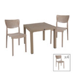 Dining set Explore-Ignite set 5pieces PP cappuccino 90x90x73,5cm