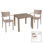 Dining set Explore-Fontline set 5pieces PP cappuccino 90x90x73,5cm