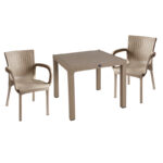 Dining set Explore-Festive set 3pieces PP cappuccino 90x90x73,5cm