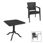 Dining table Icon-Halcyon set of 5 pieces PP in anthracite color