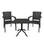 Dining set Icon-Halcyon set 3pieces PP dark grey 80x80x74,5cm