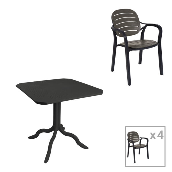 Icon-Gentle dining set 5pcs PP in anthracite color