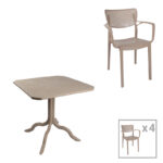 Dining table Icon-Frontline set of 5 pieces PP in cappuccino color
