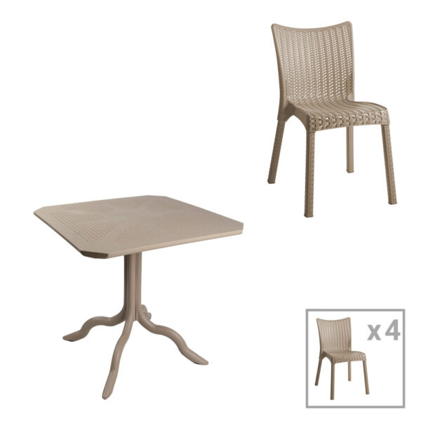 Icon-Confident dining set 5pcs PP in cappuccino color