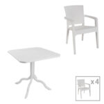 Трпезариска маса Icon-Halcyon сет од 5 парчиња PP во бела нијанса