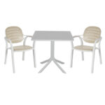 Трпезариски сет Groovy-Gentle сет од 3 парчиња PP бел-капучино 80x80x74,5 см