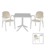 Dining set Groovy-Gentle set 5pieces PP white-cappuccino 80x80x74,5cm
