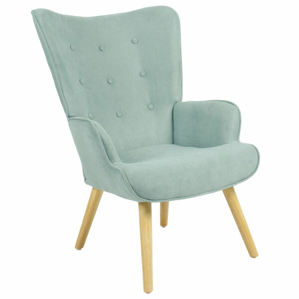 Armchair Fluffy fabric bright green-natural 75x69x96cm