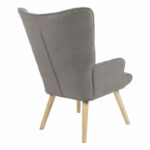 Armchair Fluffy fabric grey-natural rubberwood leg 75x69x96cm - Image 2