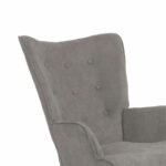 Armchair Fluffy fabric grey-natural rubberwood leg 75x69x96cm - Image 5