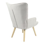 Armchair Fluffy fabric light grey-natural leg 75x69x96cm - Image 2