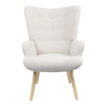 Armchair Fluffy fabric light grey-natural leg 75x69x96cm - Image 3