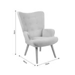 Armchair Fluffy fabric light grey-natural leg 75x69x96cm - Image 5