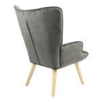 Armchair Fluffy velvet fabric dark grey-natural leg 75x69x96cm - Image 2