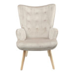 Armchair Fluffy velvet fabric beige-natural leg 75x69x96cm - Слика 3