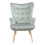 Armchair Fluffy velvet fabric grey-natural leg 75x69x96cm - Image 3