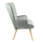 Armchair Fluffy velvet fabric grey-natural leg 75x69x96cm - Image 4