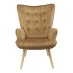 Armchair Fluffy velvet fabric taupe-natural leg 75x69x96cm - Слика 3