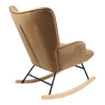 Rocking armchair Georgia taupe velvet fabric-natural 75x71x95cm - Image 2