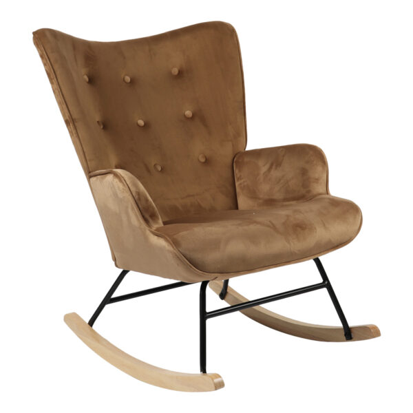 Фотелја за лулање во боја на таупе кадифена ткаенина Georgia - природна 75x71x95 см