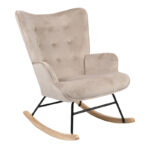 Фотелја за лулање Georgia velvet ткаенина беж-природна 75x71x95 см