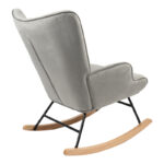 Rocking armchair Georgia velvet fabric grey-natural 75x71x95cm - Image 2