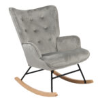 Rocking armchair Georgia velvet fabric grey-natural 75x71x95cm
