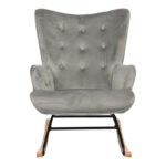 Rocking armchair Georgia velvet fabric grey-natural 75x71x95cm - Image 3