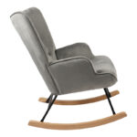 Rocking armchair Georgia velvet fabric grey-natural 75x71x95cm - Image 4