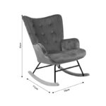 Rocking armchair Georgia fabric light grey-natural 75x71x95cm - Слика 5