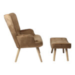 Armchair with footstool Vivienne velvet fabric taupe-natural leg 75x69x96cm - Слика 4