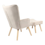 Armchair with footstool Vivienne fabric beige-natural leg 75x69x96cm - Image 2