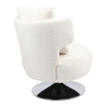 Armchair with cushion Percival teddy fabric white-chrome base 76x67x76cm - Image 2