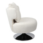 Armchair with cushion Percival teddy fabric white-chrome base 76x67x76cm - Image 4