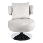 Armchair with cushion Percival velvet gray-chrome base 76x67x76cm - Image 3