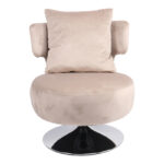 Armchair with cushion Percival teddy fabric beige-chrome base 76x67x76cm - Слика 3