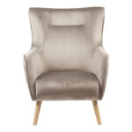 Armchair Insicive velvet beige-natural leg 72x89x105cm - Слика 3