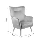 Insicive armchair velvet gray-natural leg 72x89x105cm - Слика 5
