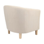 Armchair Tronmo cream fabric and natural rubberwood leg 75x69x75cm - Image 2