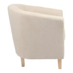 Armchair Tronmo cream fabric and natural rubberwood leg 75x69x75cm - Image 3