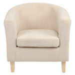 Armchair Tronmo cream fabric and natural rubberwood leg 75x69x75cm - Image 4