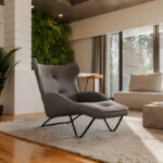Relax Totely armchair charcoal fabric and metal black leg 74.5x122x90cm - Image 2