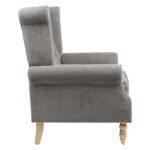 Piore armchair gray fabric and natural rubberwood leg 77x80x106cm - Слика 3