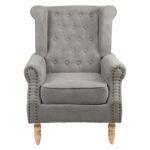 Piore armchair gray fabric and natural rubberwood leg 77x80x106cm - Слика 4