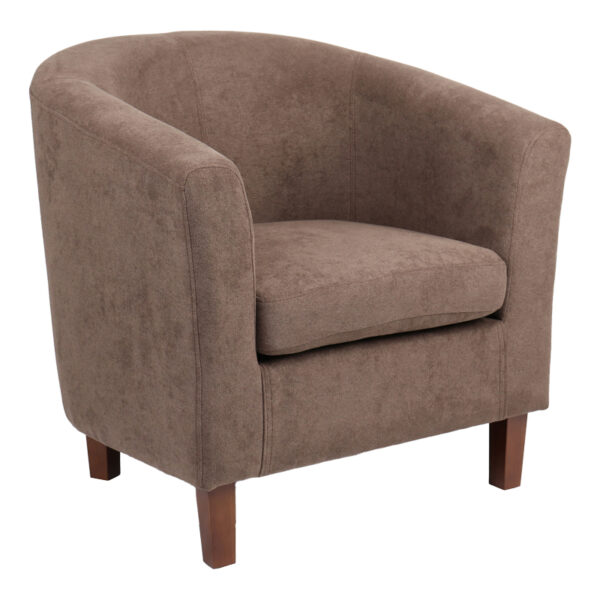 Armchair Tronmo dark brown fabric and rubberwood leg in walnut shade 75x69x75cm