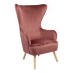 Фотелја Byfon скапана јаболка со кадифена ногарка од гума во природна боја 76x83x117 см