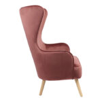 Armchair Byfon rotten apple velvet-leg rubberwood in natural color 76x83x117cm - Слика 3